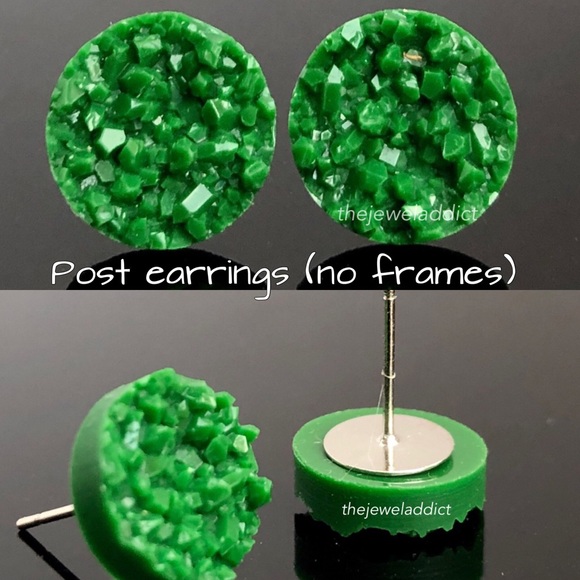 3/$15🎀Basil Green faux druzy studs - Picture 6 of 11